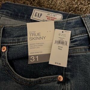 GAP Women's Mid Rise True Skinny Jeans - Dark Blue